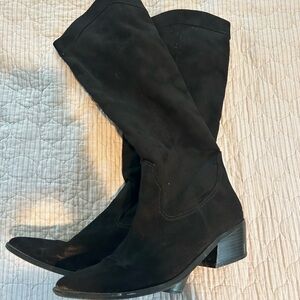 Nine West Black Suede Knee-High Boots